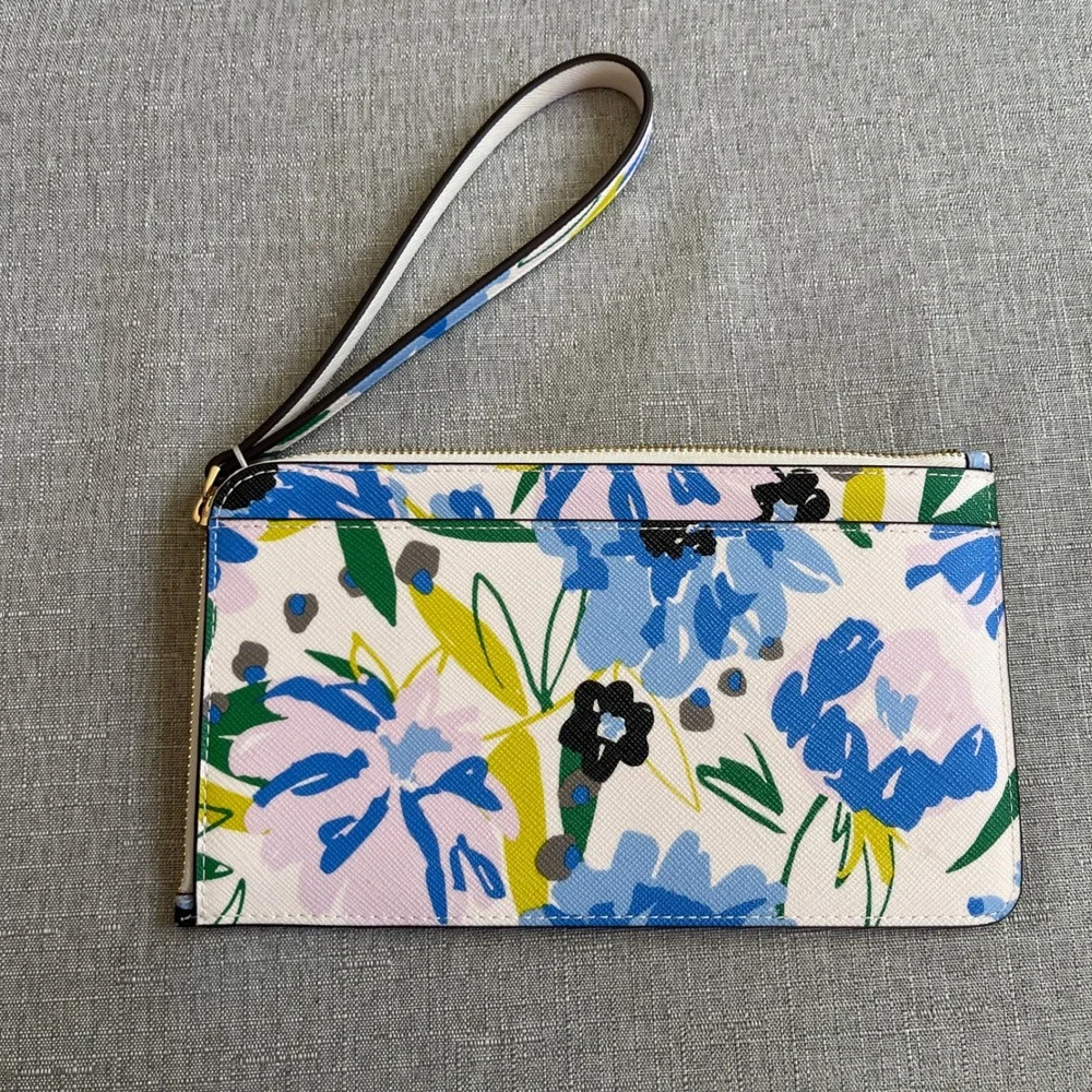 Kate Spade Lucy Festival Floral L-Zip Wristlet Women OS Cream Multi Flower NEW‎